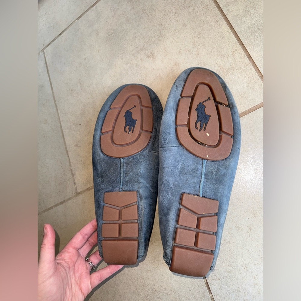 Men's Blue Leather Loafers - Picture 2 of 4